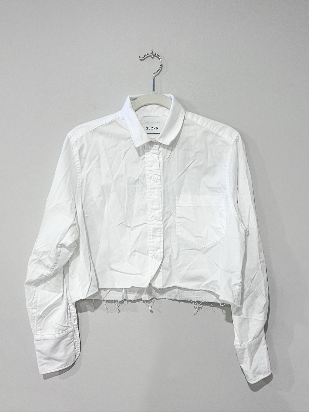 Sloan White Cropped Button Down Shirt